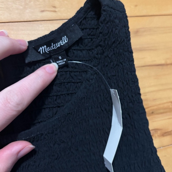 Madewell The Melody Smocked Poplin Midi Dress Size Small New With Tag Black - Picture 4 of 6